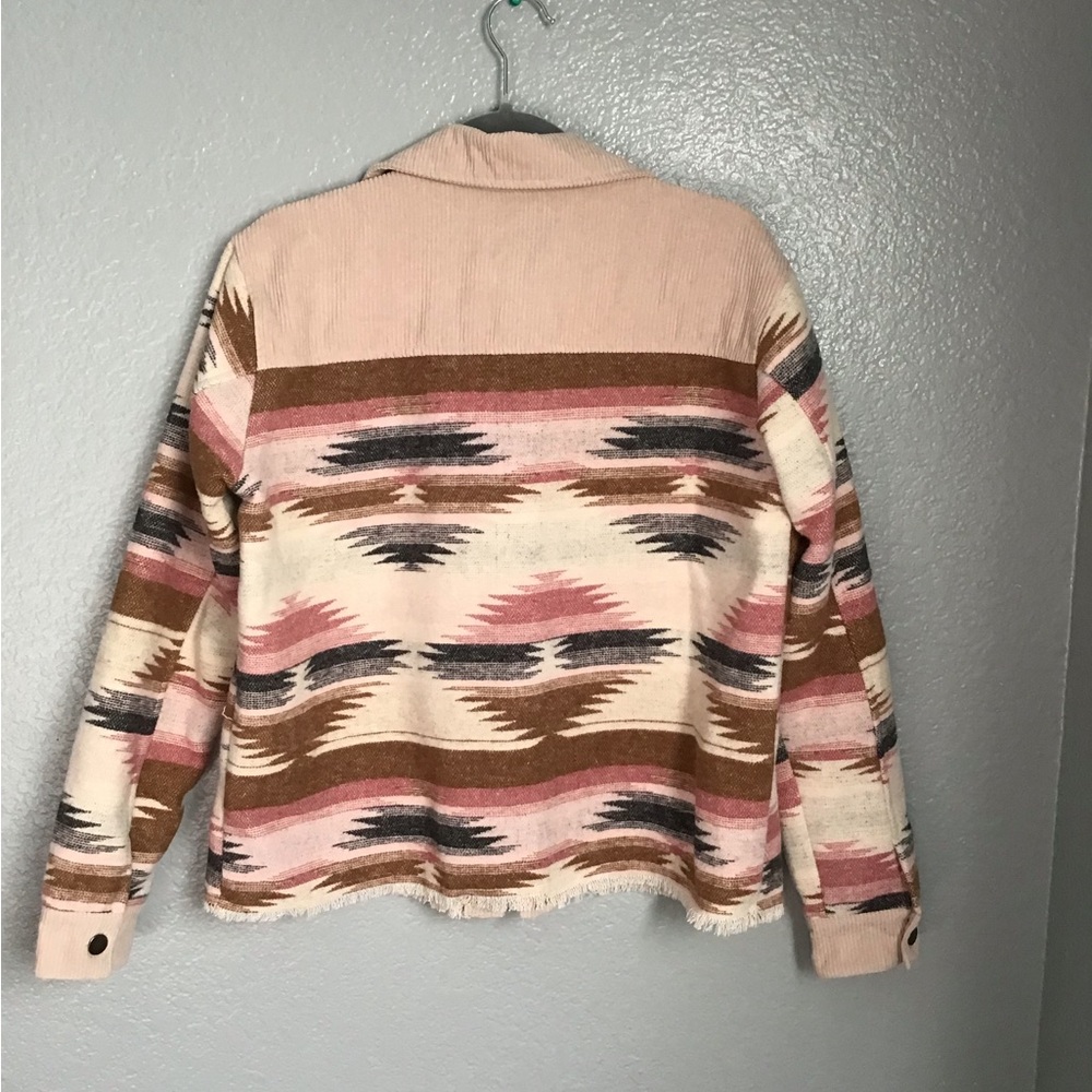 Hem & Thread Aztec Print Fringe Shacket - Picture 3 of 6